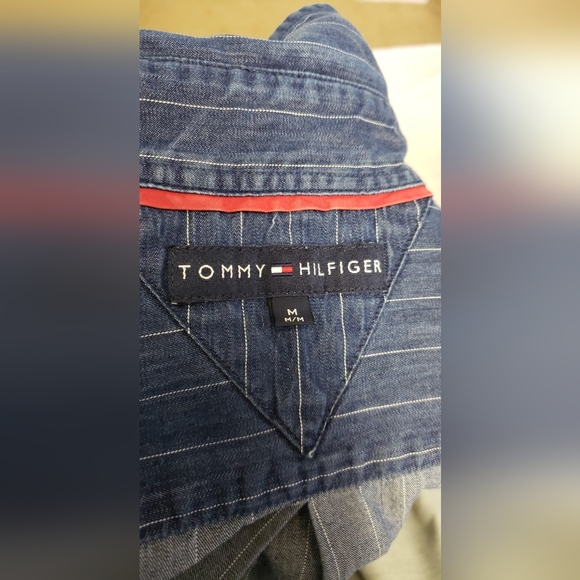 Vintage  TOMMY HILFIGER striped jeans shirt Medium - Picture 4 of 4
